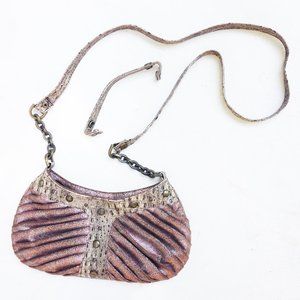 Pink Metallic Faux Leather Convertible Purse